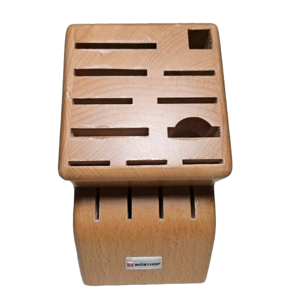 Wusthof 15 Slot Beechwood Knife Block Storage Holder Organizer Natural Wood GUC